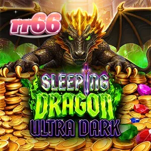 Cenário gótico e sombrio de Sleeping Dragon Ultra Dark com um dragão guardando tesouros.
